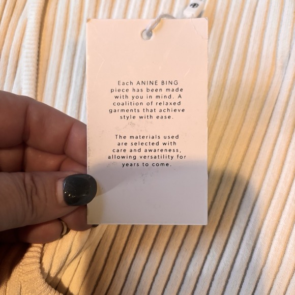 Anine‎ Bing Scarlet Scoop Neck Ribbed Knit Sweater Ivory NWT Size Large - Picture 5 of 6